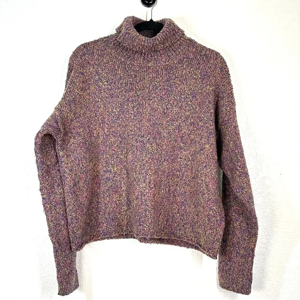 sweater L multicolored marled knit turtleneck purple Vintage 90's Chucky Large